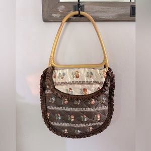 Vintage 1970’s brown and white quilted top handle shoulder bag